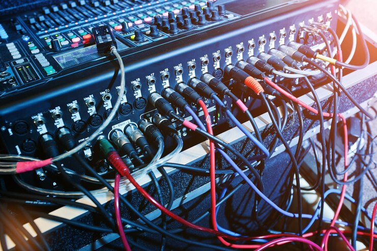 Digital Mixing Console Sound Mixer Control Panel Closeup Audio Faders 627829 11445